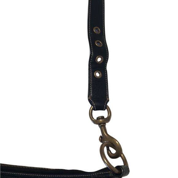 Coach Black Signature C Convertible Brass Hardware Strap Leather Bag 10402 - Picture 7 of 12